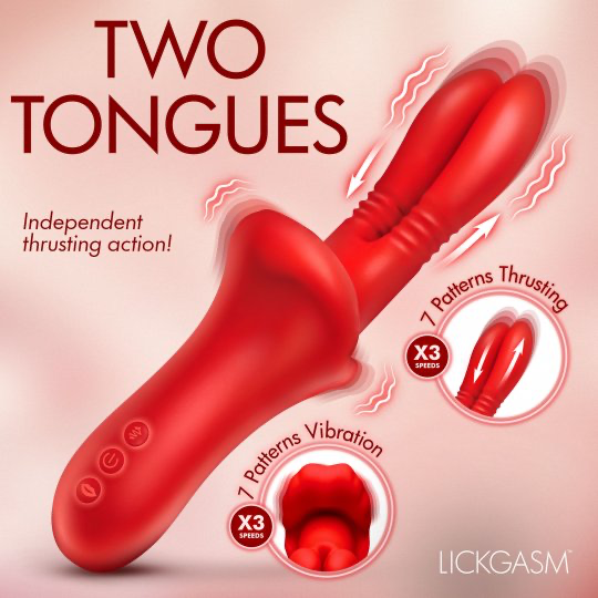 Double Licker Dual-Thrusting Vibrator – Red
