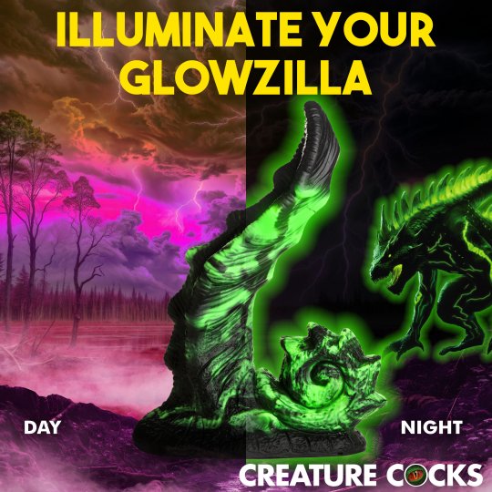 Glowzilla Glow-In-The-Dark Silicone Dildo Code: AH491