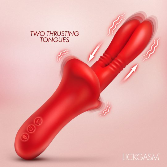 Double Licker Dual-Thrusting Vibrator – Red